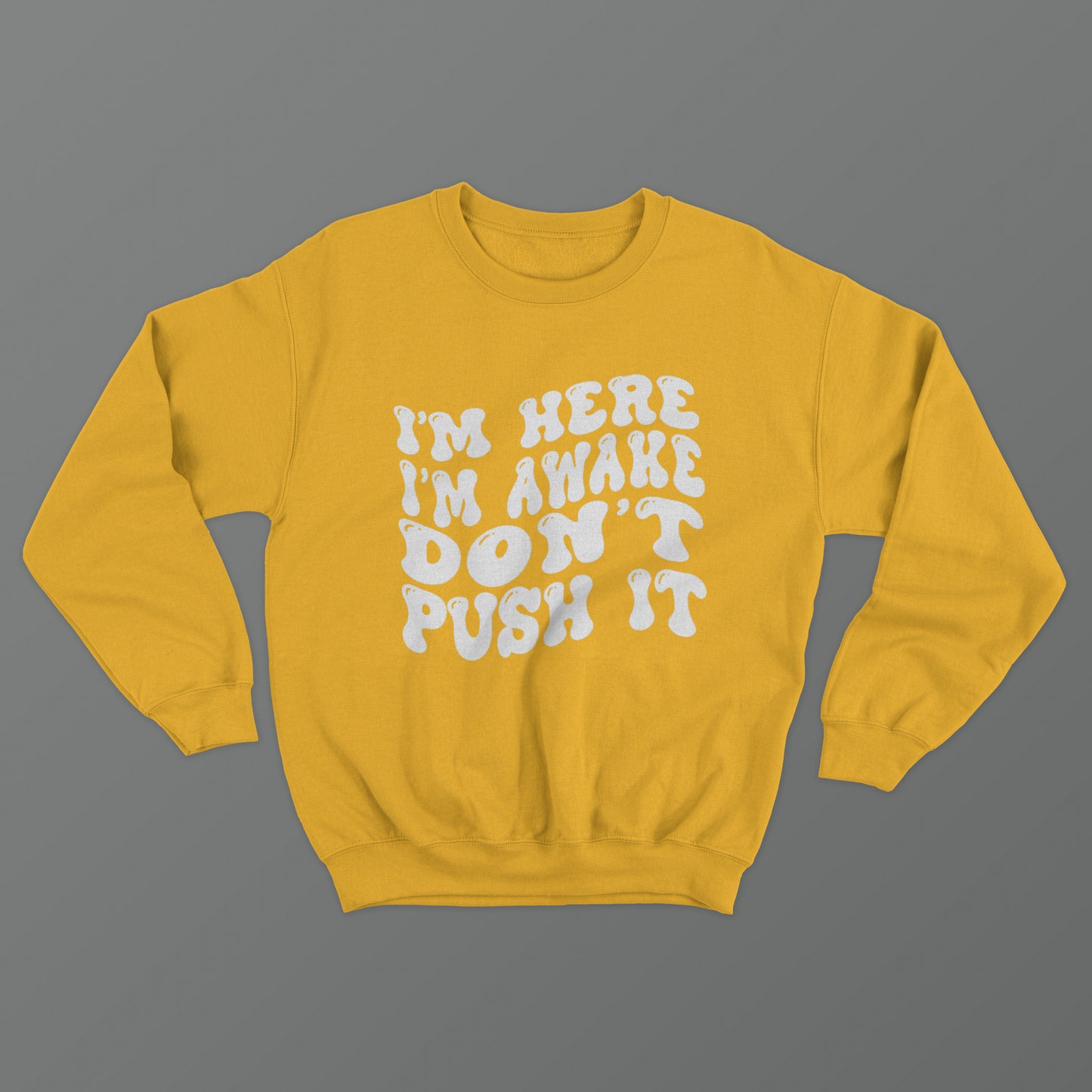 I'm Here I'm Awake Don't Push It Crewneck